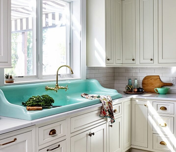 cozinha retrô verde e branca